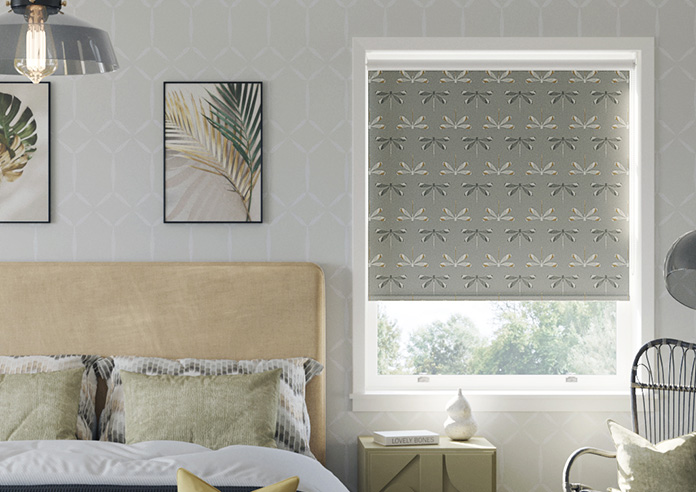 Dragonfly Print, Sanguine Grey - Roller Blind - Image 3